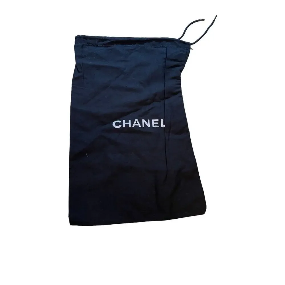 Chanel Small Black Dust Bag Cotton Drawstring Storage‎ Travel Packable Organize